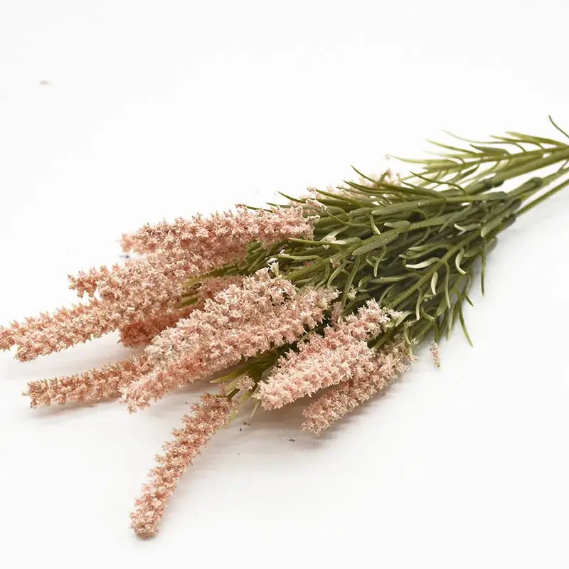 A bundle of pink artificial lavender plants with green stems by decorbites for home decor wedding diy and photo props