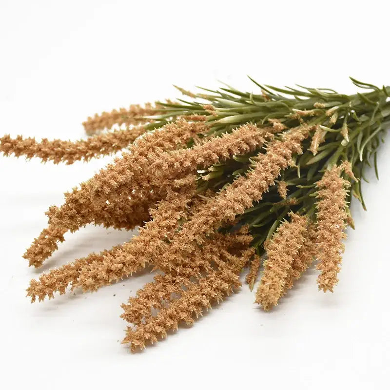 A bundle of dried golden-brown grass with slender green stems for decorbites artificial lavender plants home decor use