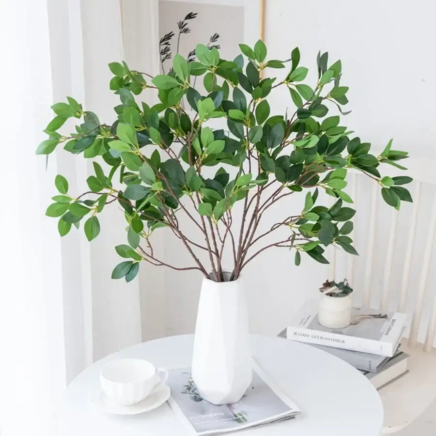 A decorbites artificial maple leaf bouquet in a modern white geometric vase for wedding and home decor