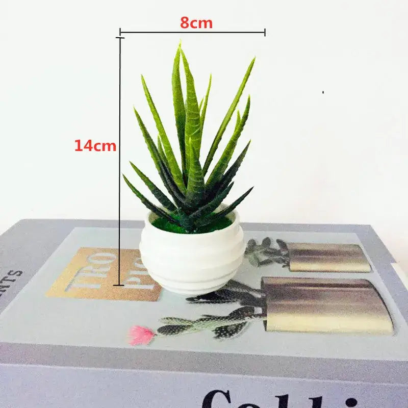 Decorbites artificial mini green aloe vera plant in white ceramic pot mini plant bonsai for desktop decor