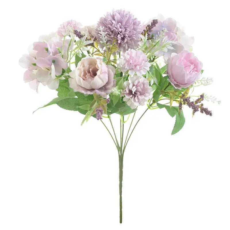 Decorbites artificial peony flower bouquet with soft lavender and pale pink petals for wedding party and home decor