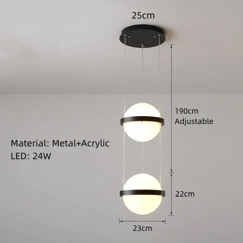 Modern black metal and acrylic pendant light with two frosted glass spheres by decorbites artificial plant pendant
