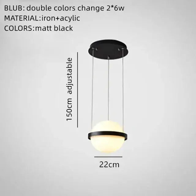 Matte black decorbites artificial plant pendant light with spherical acrylic globe and iron frame for nordic decor