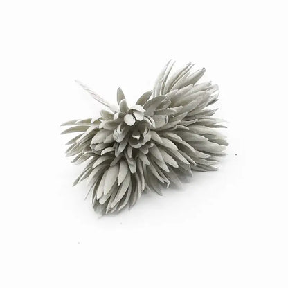 A silver spiky flower-shaped decorative pin with layered petals for decorbites artificial plant fake flowers christmas decor