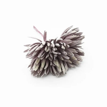 Decorbites artificial plant delicate purple fake flowers with layered spiky petals and frost finish for christmas decor