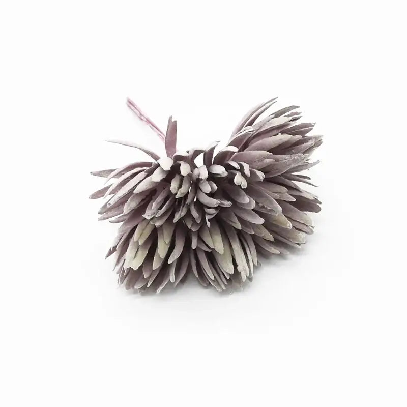 Decorbites artificial plant delicate purple fake flowers with layered spiky petals and frost finish for christmas decor
