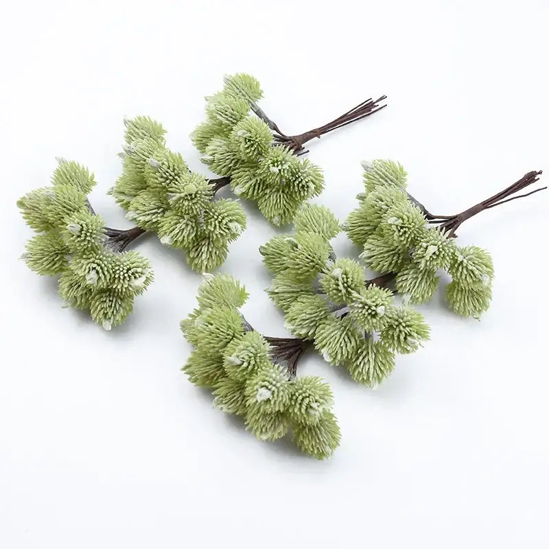 Light green fuzzy artificial plants cherry blossom branches with brown stems by decorbites for christmas decor and weddings