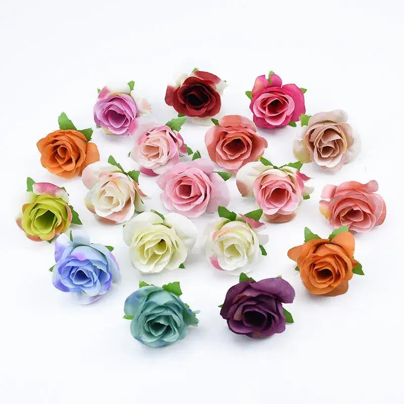 A collection of pastel and vibrant soft fabric artificial plants decorative flowers brooch by decorbites for home decor