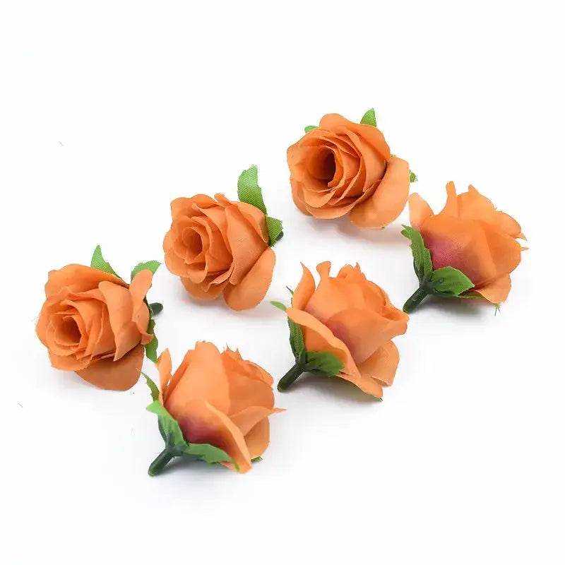 Decorbites™ artificial plants decorative orange roses with green stems and leaves decorative flowers brooch for home decor