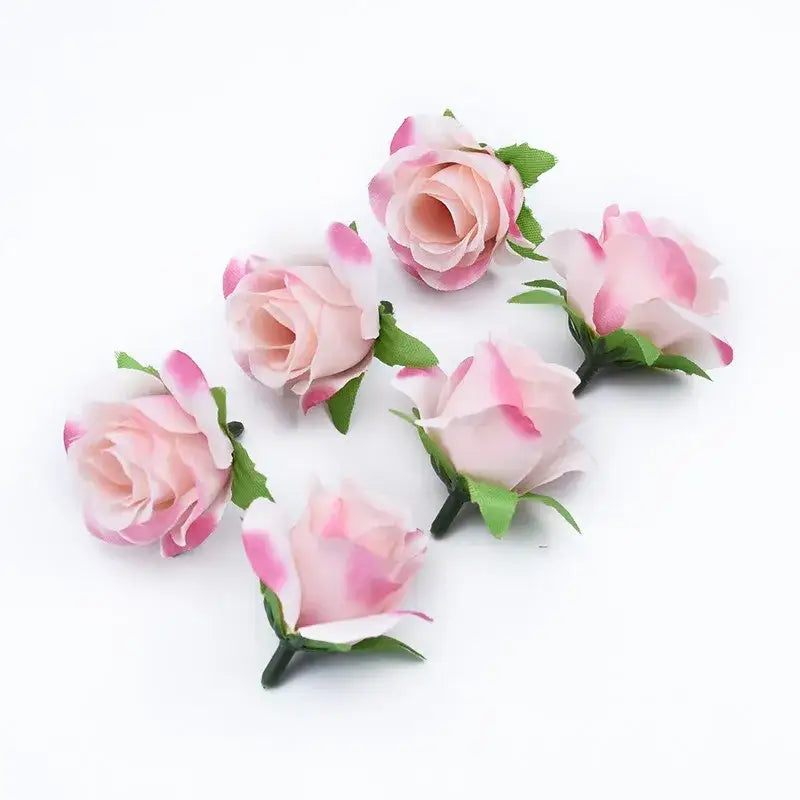 Decorbites artificial plants decorative pink and white roses with green stems as decorative flowers brooch for home decor