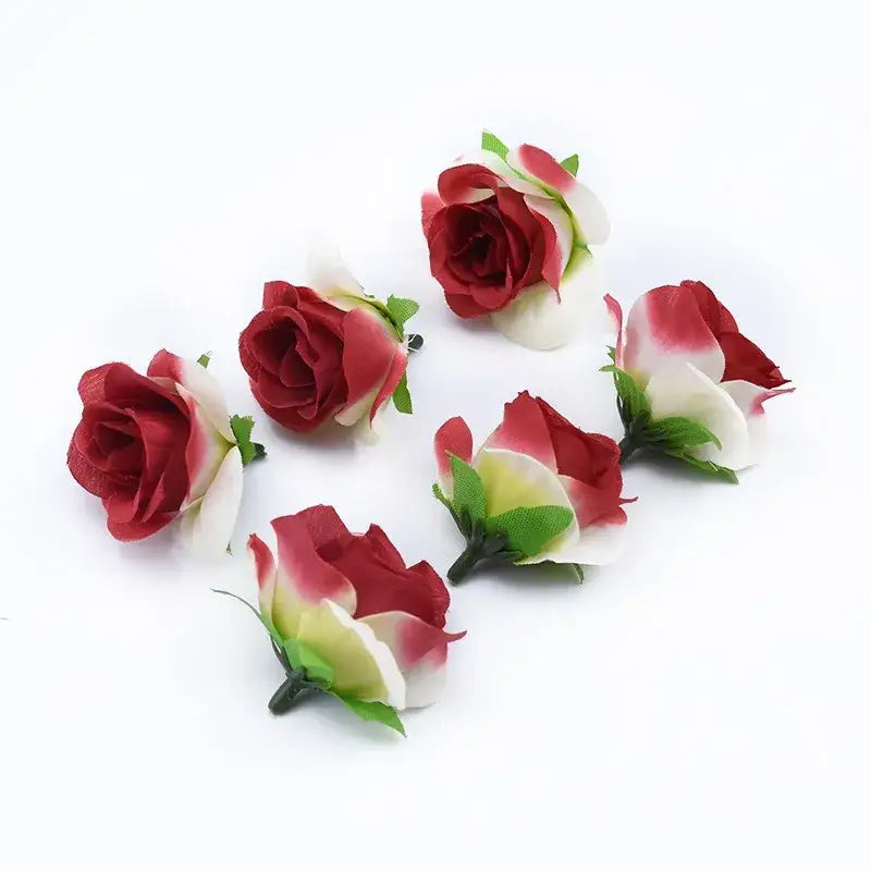 Decorbites™ artificial plants decorative red and white roses with green stems decorative flowers brooch for home decor
