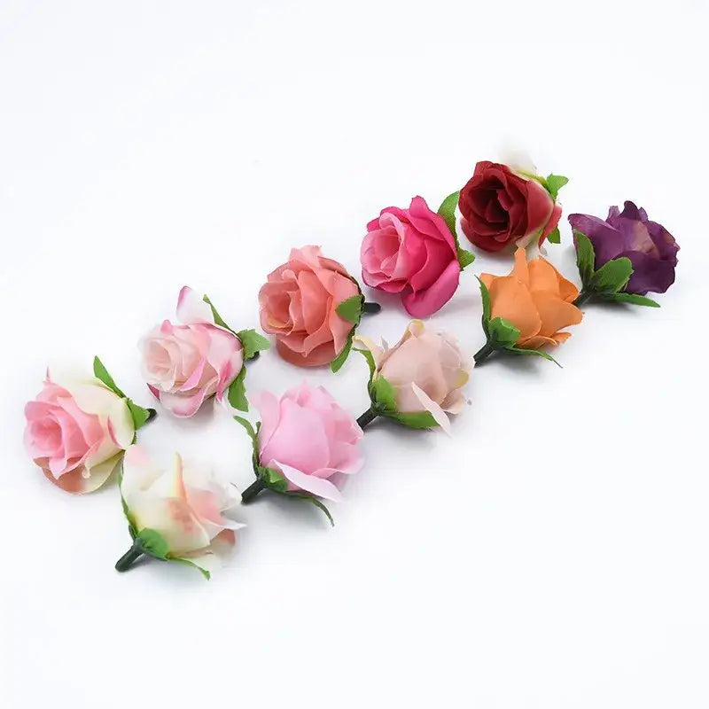 Decorbites™ artificial plants decorative flowers brooch with pastel and vibrant fabric roses for diy home christmas decor