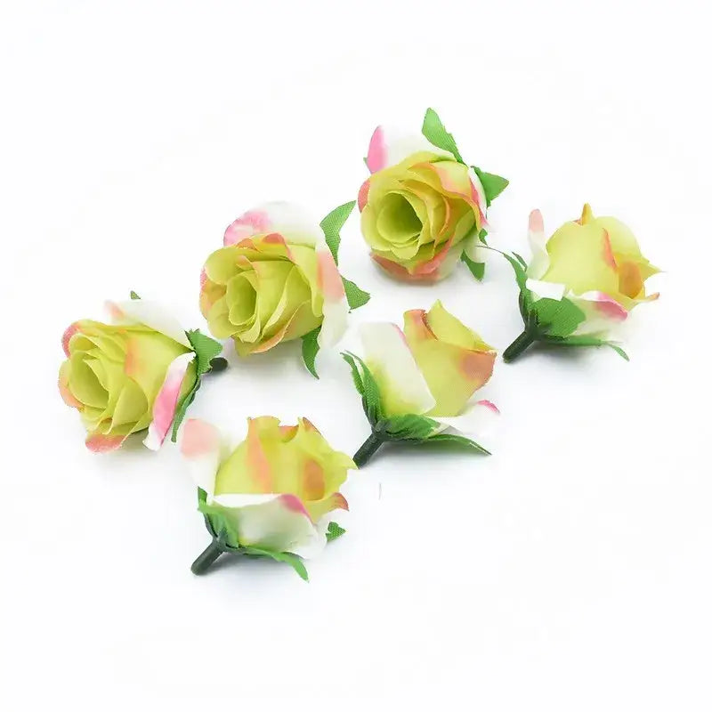 DecorBites™ delicate artificial plants decorative flowers brooch with soft green and pink petals for home Christmas decor