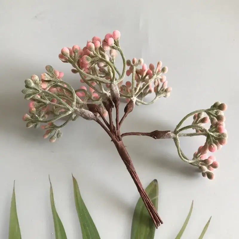 Delicate decorbites artificial plants featuring soft pink berries on textured green stems for artificial plants diy craft