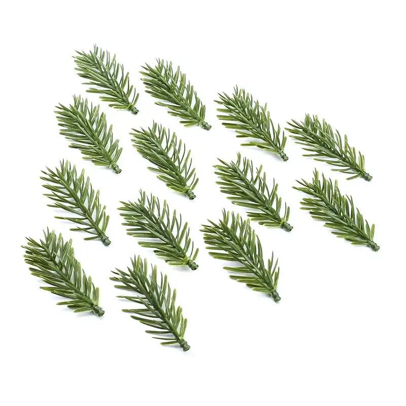 Green artificial pine branches made of plastic with realistic needle texture for DecorBites artificial plants home decor