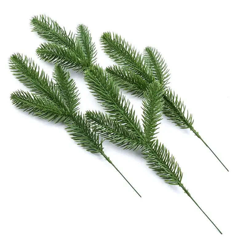 Green artificial pine branches with detailed needle foliage and thin wire stems for decorbites artificial plants bridal decor