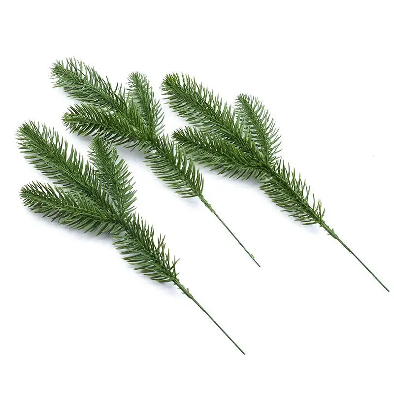 Green decorbites artificial plants featuring detailed needle-like foliage and thin wire stems for bridal decor and crafts