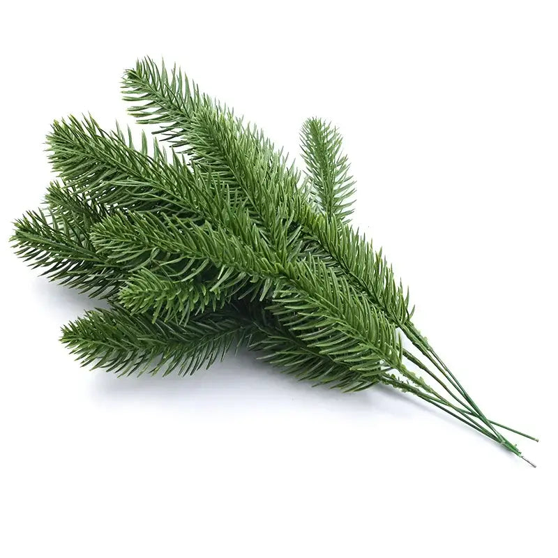 A bundle of artificial green pine needles with a realistic texture for decorbites artificial plants bridal decor and crafts