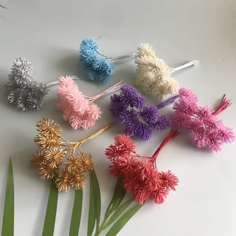 Decorbites artificial plants set of 6 colorful fluffy artificial plants in silver blue cream pink purple gold and red for decor