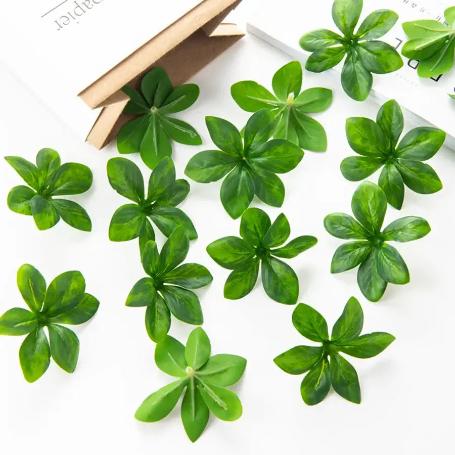 Green glossy five-pointed leaf stem from DecorBites artificial rose for DIY wreaths and home decor