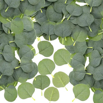 Decorbites artificial roses featuring artificial eucalyptus leaves in varying green shades with detailed veins for home wedding christmas decor