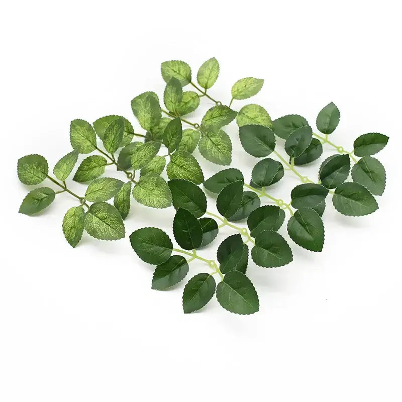 Green artificial leaf vine with realistic veining made of lightweight plastic for decorbites artificial roses wreath silk flowers