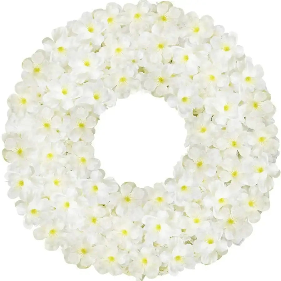 White artificial sakura flowers vine with delicate petals and yellow centers by decorbites for wedding decor