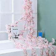 Decorbites artificial sakura delicate pink artificial sakura flowers vine with slender black stems for wedding decor