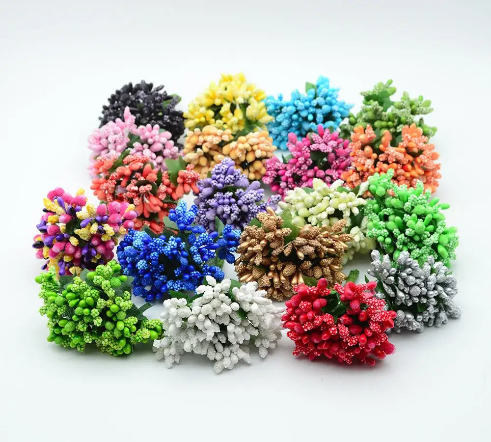 A collection of vibrant decorbites artificial stamen flowers in assorted colors and textures for home wedding diy decor