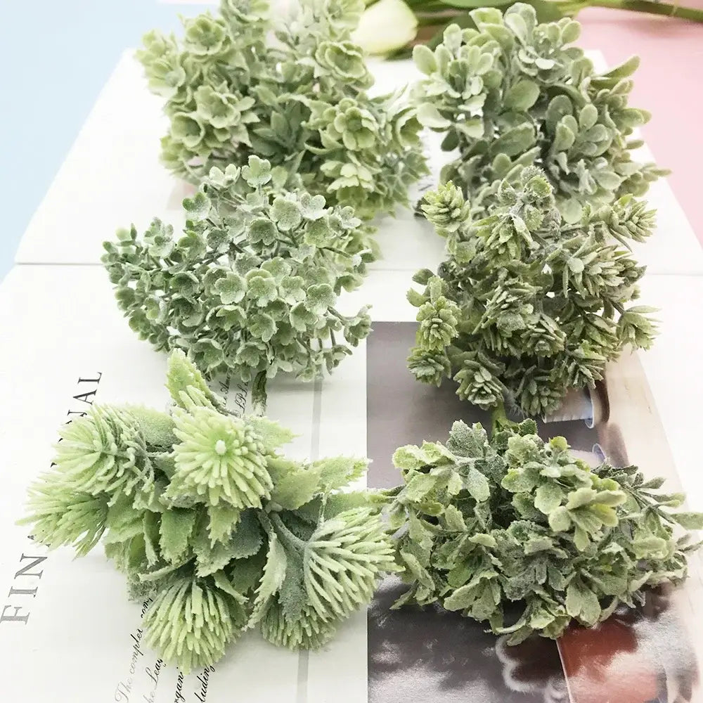 Frosted green artificial succulent tree with textured foliage clusters for home décor and event decoration by decorbites