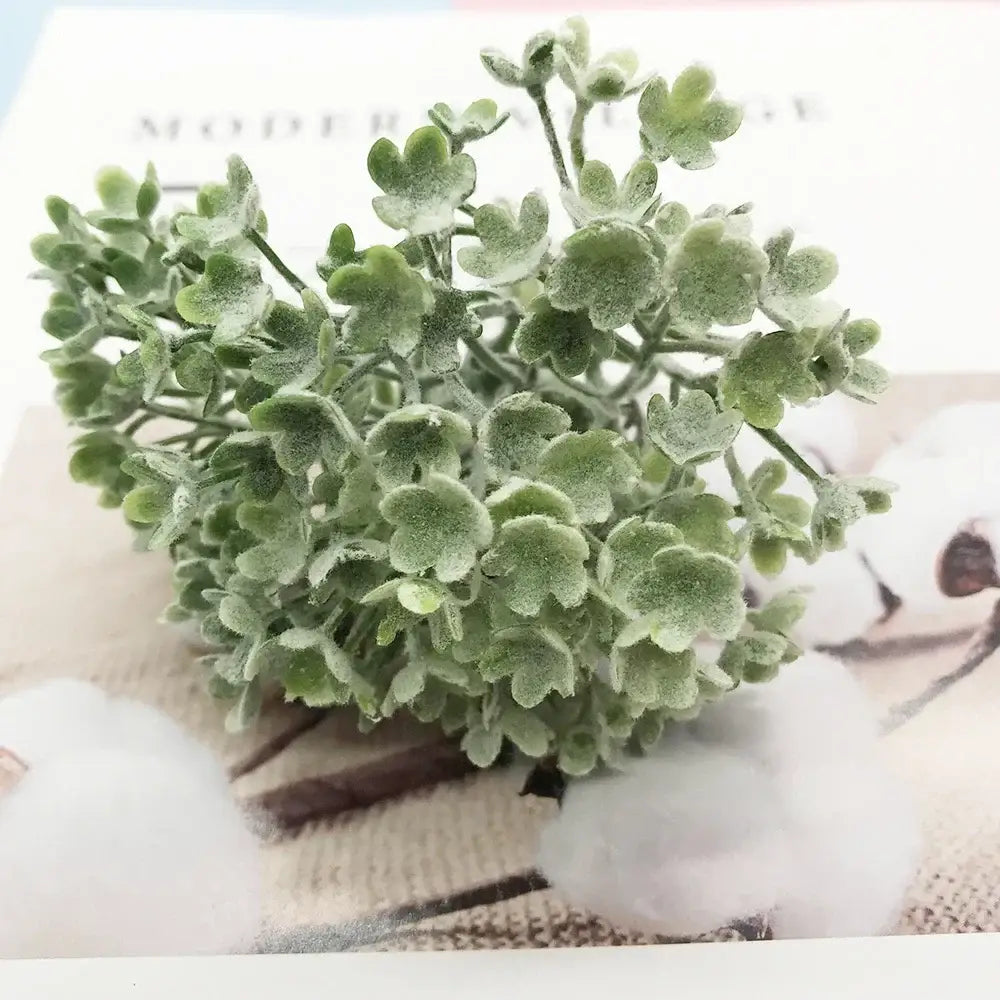 Frosty green artificial succulent tree cluster with delicate textured petals and slender stems for home décor and events