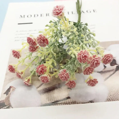 A delicate artificial succulent tree by decorbites featuring pink and green frost-textured petals for home décor