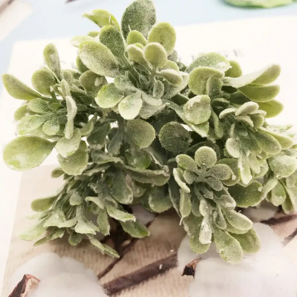 Fuzzy green artificial succulent tree cluster with soft velvety leaves for home décor and events by decorbites