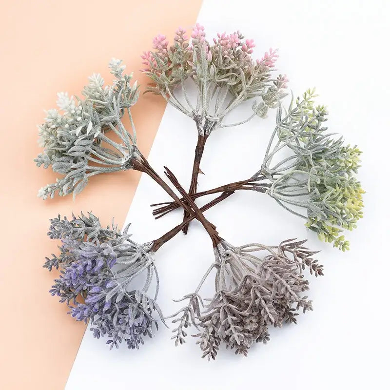 DecorBites artificial water grass vase featuring pastel lavender sprigs with textured fuzzy foliage for home decor