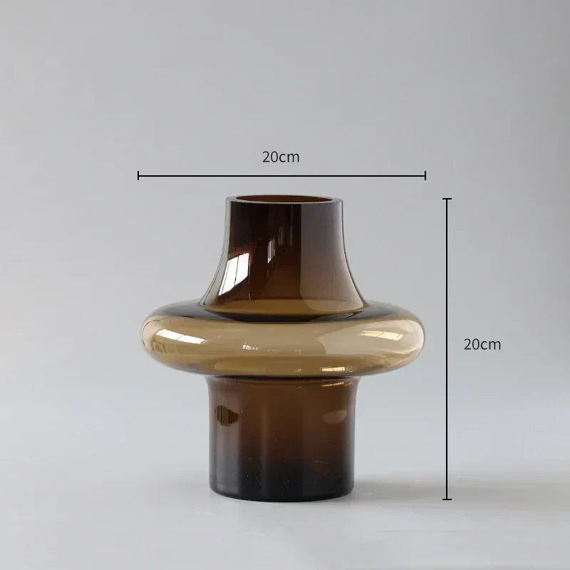 Artisan Glass Vase for Elegant Home Decor - Amber Small - Vase