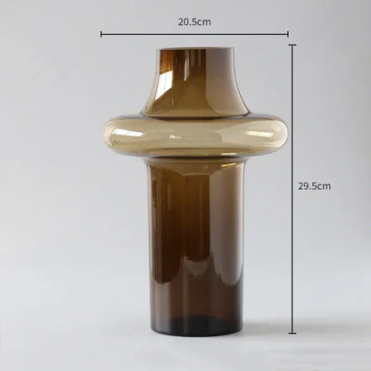 Artisan Glass Vase for Elegant Home Decor - Amber Large - Vase