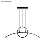 Modern black metal DecorBites ceiling light fixture with curved LED arms designed as a minimalist dining room pendant