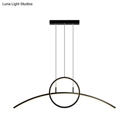 Modern black metal DecorBites ceiling light fixture with curved LED arms designed as a minimalist dining room pendant