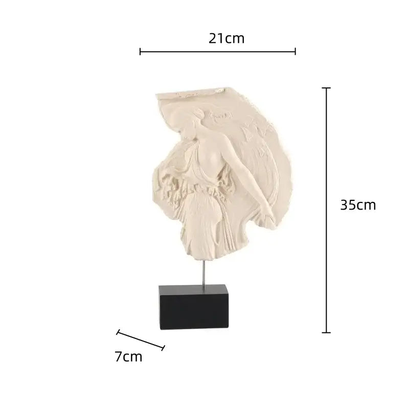 Cream-colored intricately carved decorbites artistic venus relief goddess sculpture on a black rectangular base for home decor