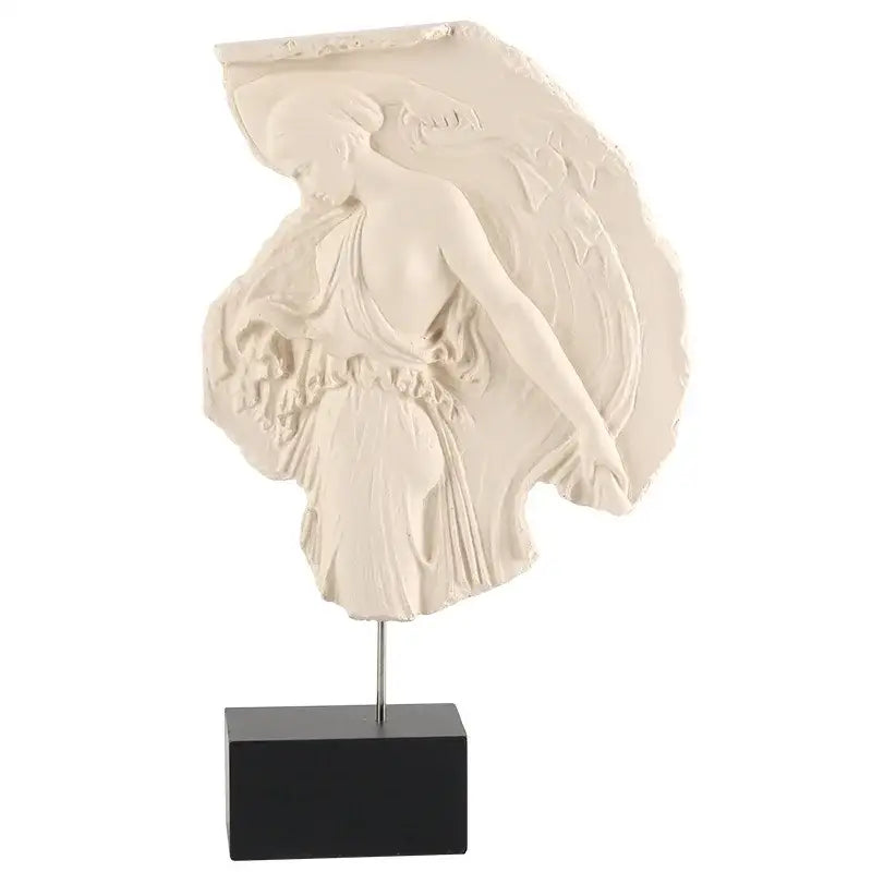 Cream-colored sculpted decorbites artistic venus relief goddess figurine on black base for elegant home decor