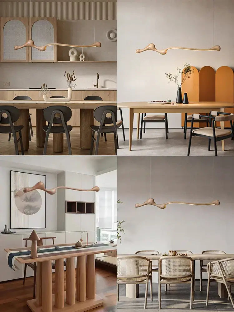 Minimalist decorbites ash wood pendant lights with smooth organic curve natural finish dimmable ash wood led for indoor decor