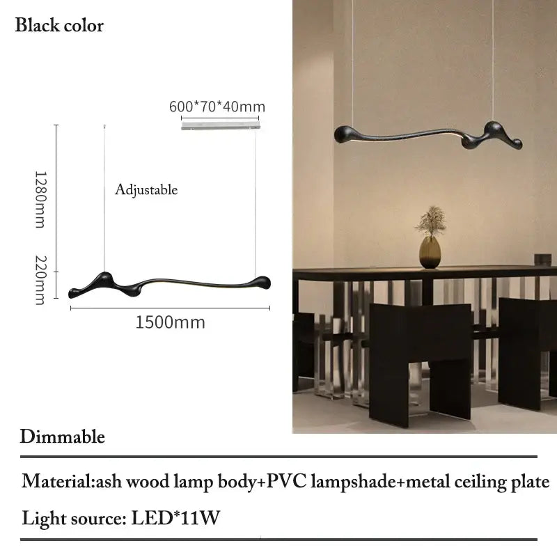Black decorbites ash wood led pendant lights with adjustable pvc lampshade and sleek ash wood body for indoor decor