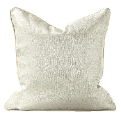 Cream-colored decorbites asian landscape pillow cover with subtle geometric diamond pattern woven in jacquard fabric