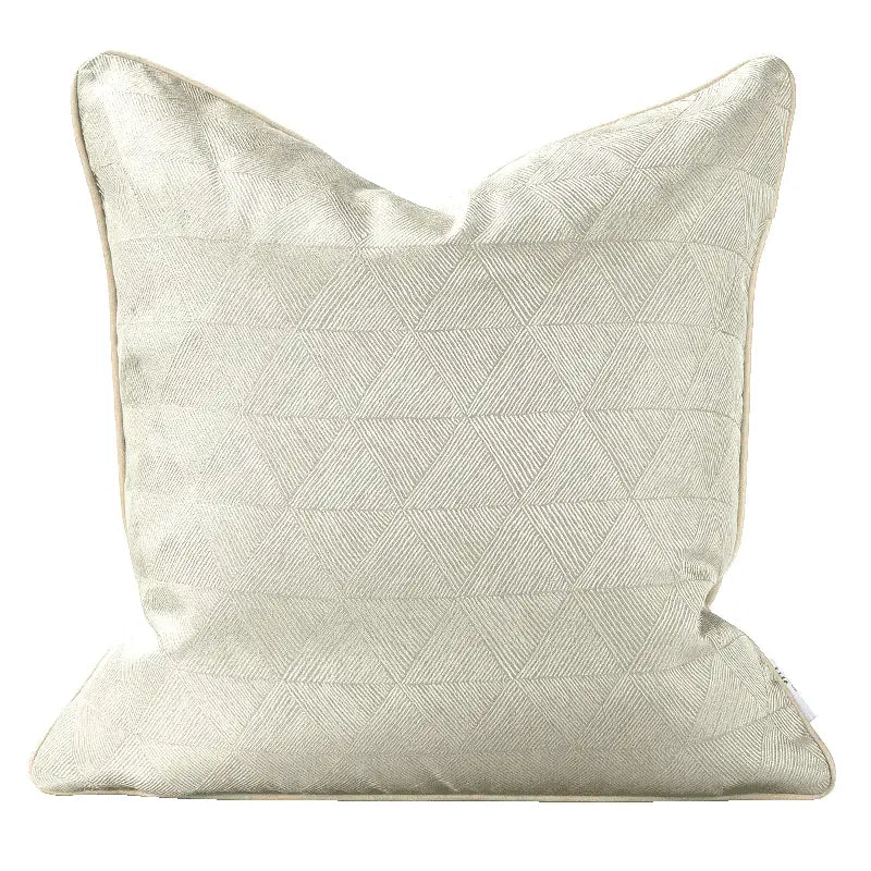 Cream-colored decorbites asian landscape pillow cover with subtle geometric diamond pattern woven in jacquard fabric