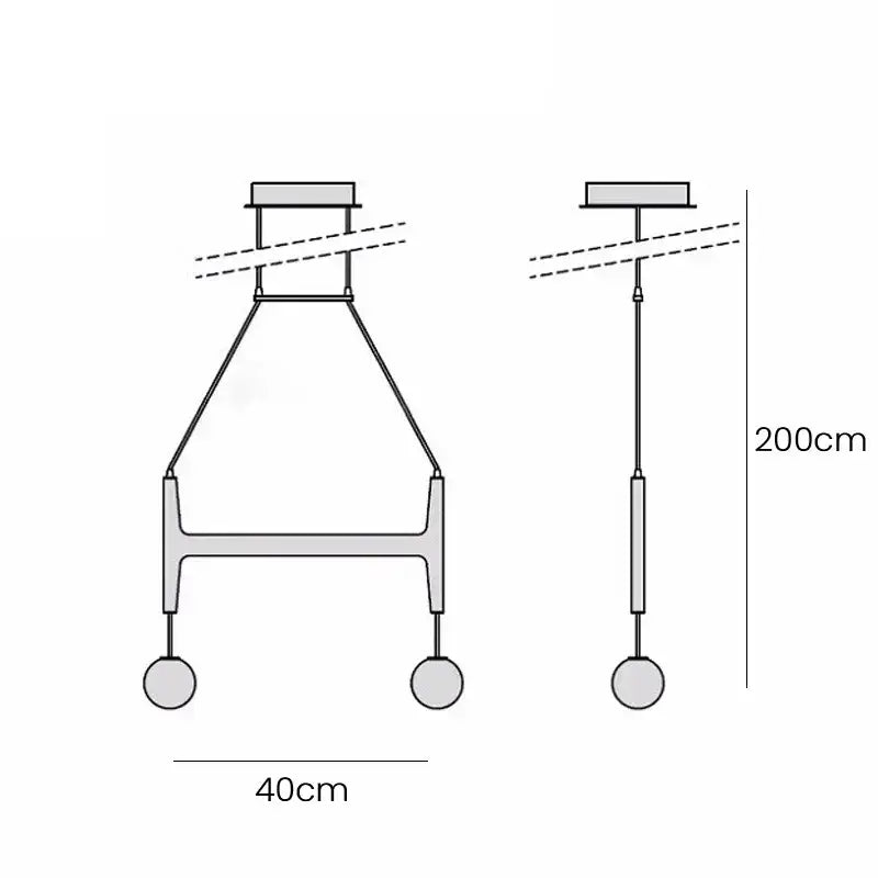 Decorbites astra wood pendant light with a 200cm metal frame and spherical glass shades modern minimalist design