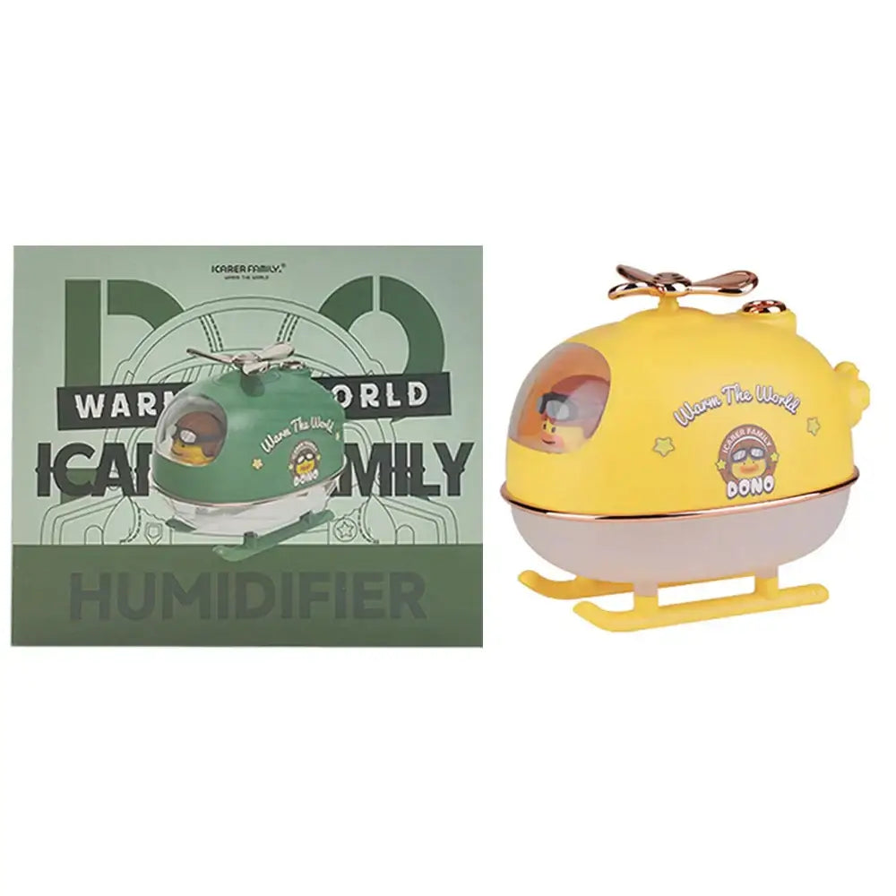 Yellow and white submarine-shaped decorbites astronaut air humidifier with night light and cartoon face for kids