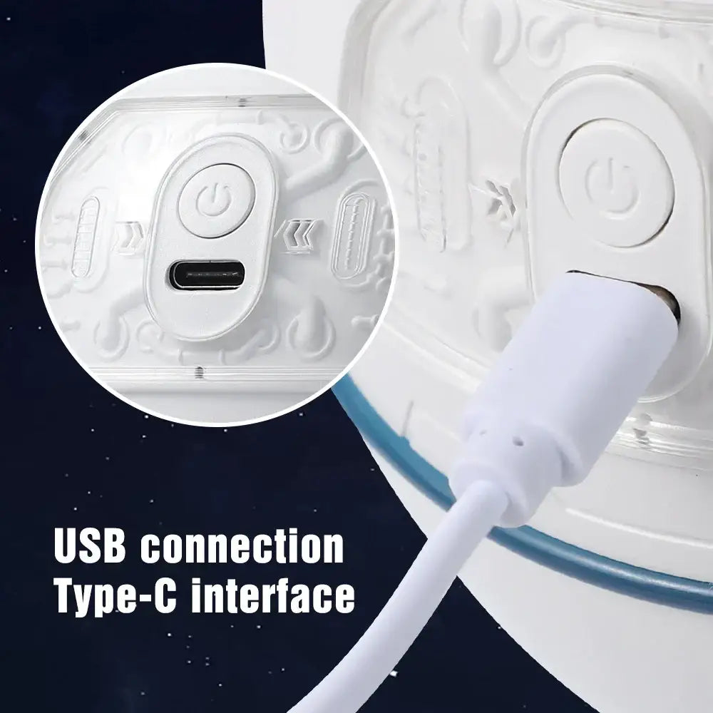 White translucent plastic decorbites astronaut air humidifier with embossed patterns usb type-c port night light for kids