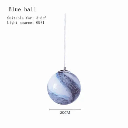 Decorbites astronaut ball pendant light led light with a 20cm blue and white marble acrylic sphere for boys room decor