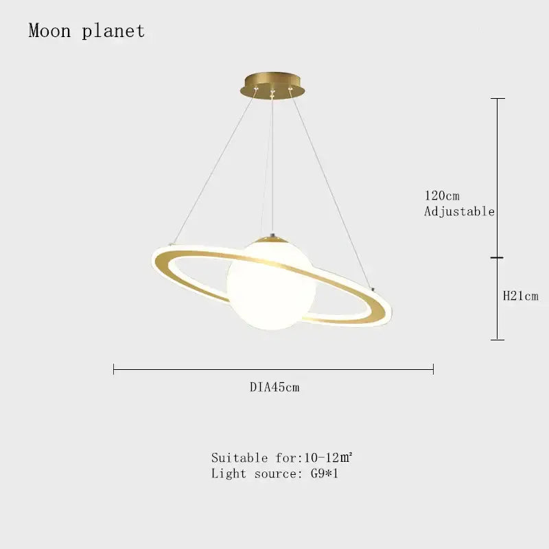 Gold-toned decorbites astronaut ball pendant light with white acrylic globe led light for modern boys room decor