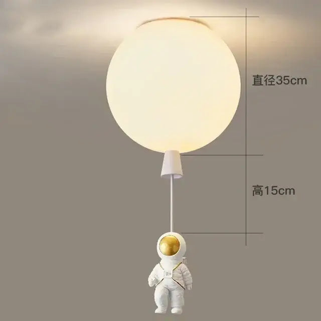 Decorbites astronaut balloon ceiling lamp with frosted glass sphere and white astronaut figurine for kids room chandelier
